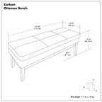 Banc ottoman rectangulaire WyndenHall 45 Bragg Mid-Century