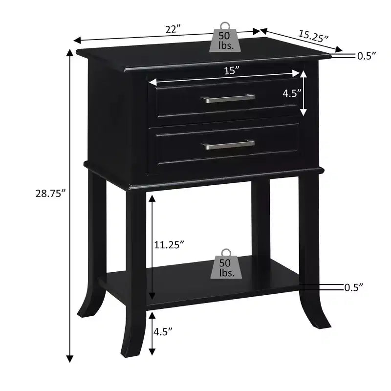 Table d'appoint à 2 tiroirs et étagère Breighton Home Sydney