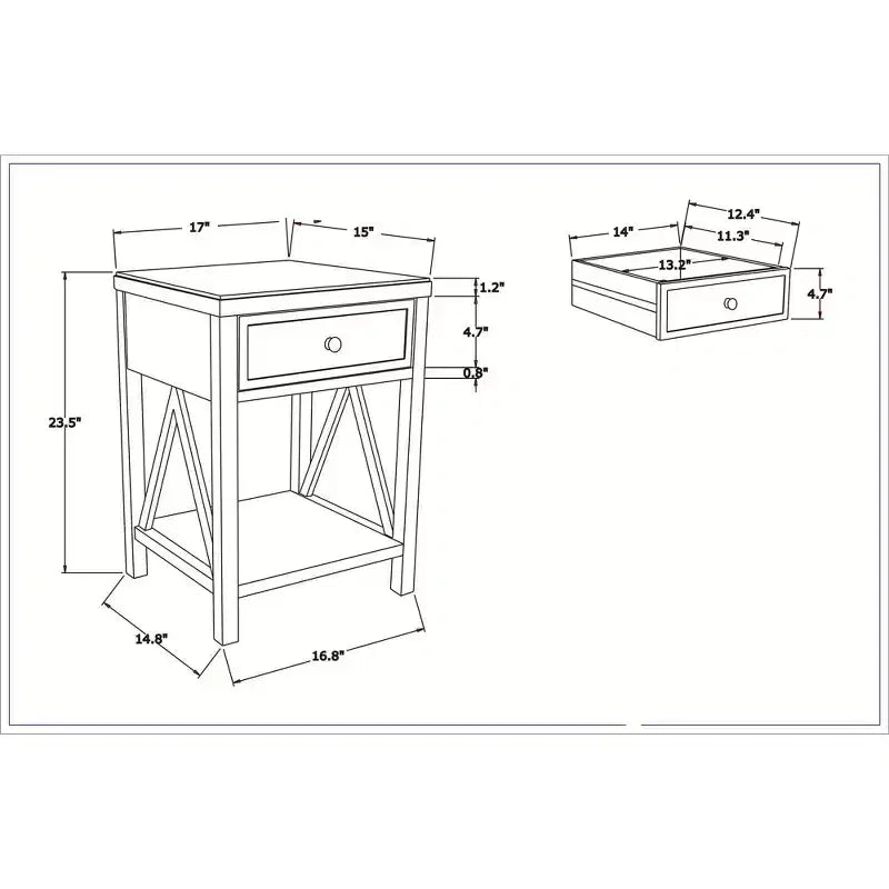 Table d'appoint traditionnelle en bois auburn 27,7 po avec tiroir East at Main