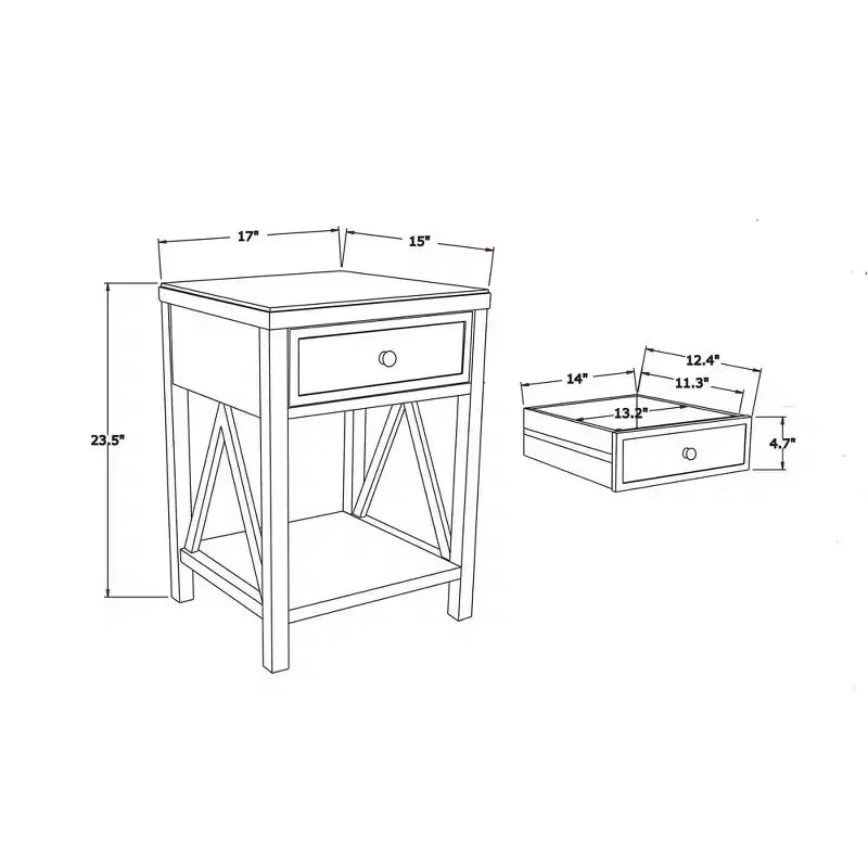 Table d'appoint traditionnelle en bois auburn 27,7 po avec tiroir East at Main