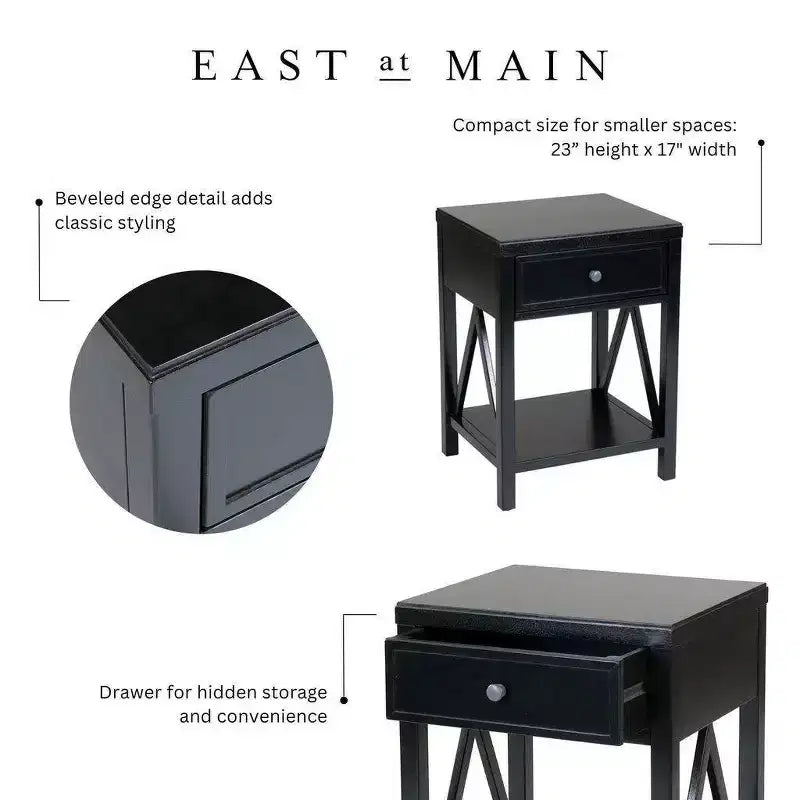 Table d'appoint traditionnelle en bois auburn 27,7 po avec tiroir East at Main