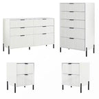Ensemble de commode de chambre à coucher Festivo 4 pièces « Modern Elegance », une commode à 6 tiroirs et 2 tables de chevet à 2 tiroirs