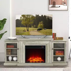 Meuble TV vintage pour téléviseurs jusqu'à 70" avec foyer électrique - Festivo