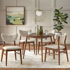 Table à manger ronde en bois massif de style moderne du milieu du siècle Lifestorey Raylen
