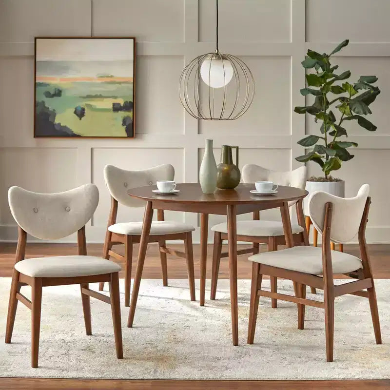 Table à manger ronde en bois massif de style moderne du milieu du siècle Lifestorey Raylen