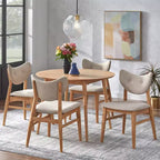 Table à manger ronde en bois massif de style moderne du milieu du siècle Lifestorey Raylen