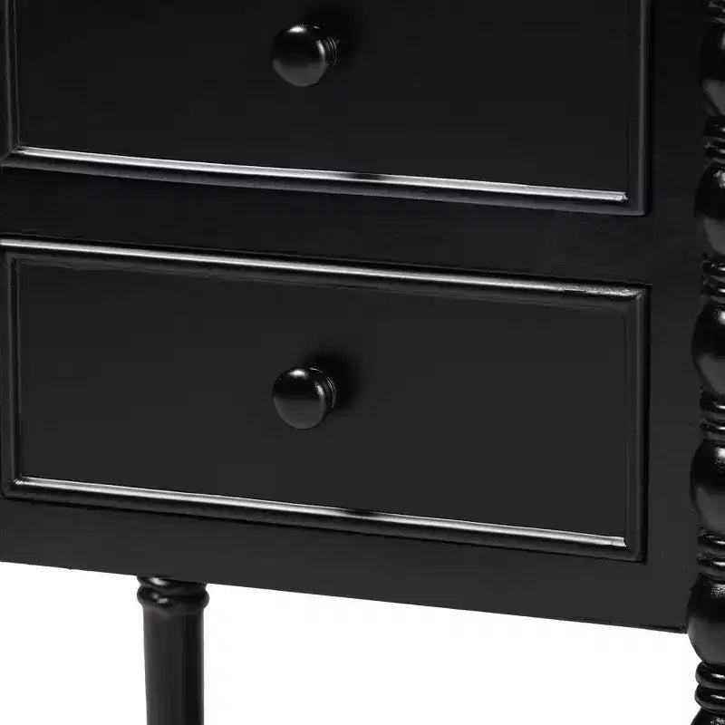 Baxton Studio Malinda Wood 3 Drawer End Table with Spindle Legs