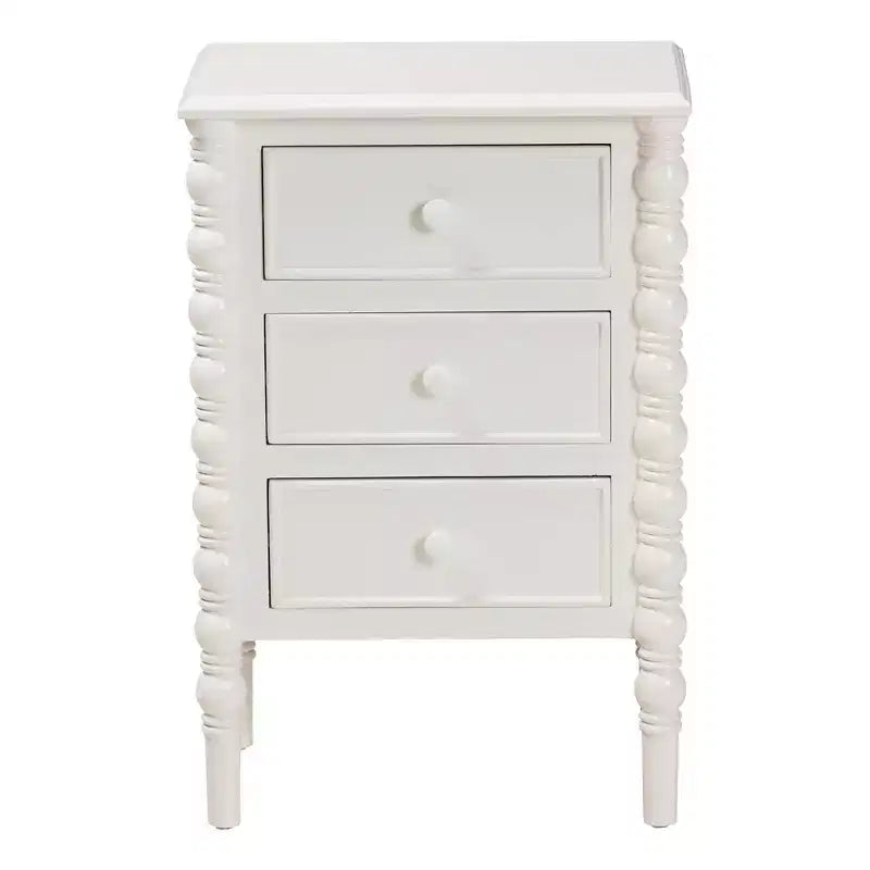 Table d'appoint à 3 tiroirs Baxton Studio Malinda en bois avec pieds fuseau