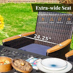 Ensemble de salle à manger d'extérieur 9 pièces en rotin avec trou pour parasol