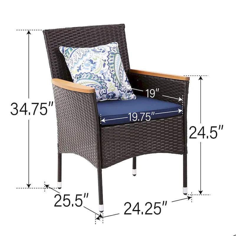 Ensemble de salle à manger d'extérieur 9 pièces en rotin avec trou pour parasol