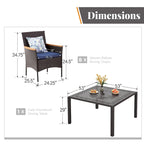 Ensemble de salle à manger d'extérieur 9 pièces en rotin avec trou pour parasol