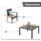 Ensemble de salle à manger d'extérieur 9 pièces en rotin avec trou pour parasol