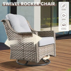 OVIOS Ensemble de Chaises Pivotantes d'Extérieur en Osier 10 Pièces avec Table Basse Solaire