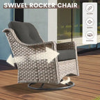 OVIOS Ensemble de Chaises Pivotantes d'Extérieur en Osier 10 Pièces avec Table Basse Solaire