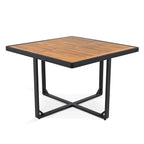 Ensemble de salle à manger d'extérieur 18 pièces en bois d'acacia, 8 chaises rembourrées, 8 poufs et 2 tables carrées