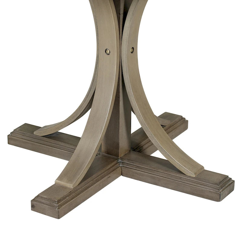 Ensemble de salle à manger 5 pièces en bois taupe rétro avec table à tréteaux courbés et 4 chaises
