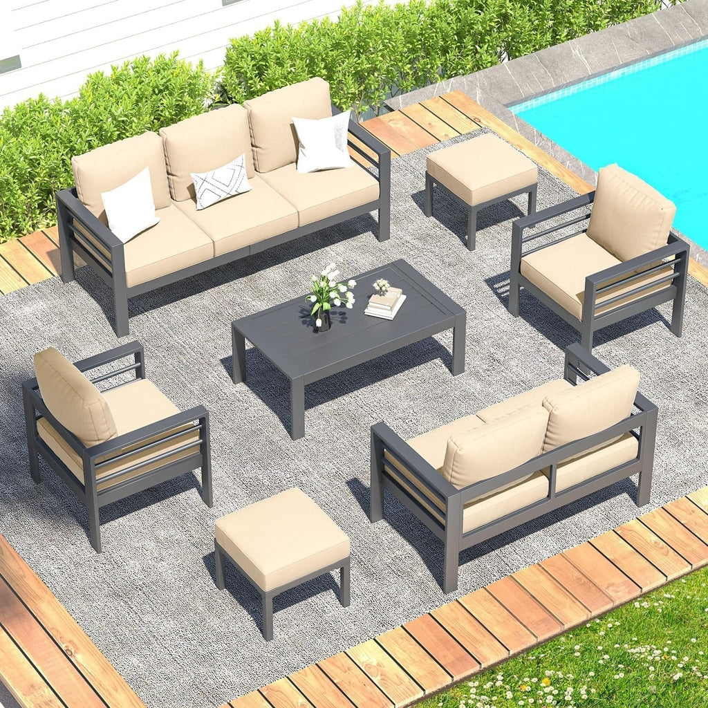 AECOJOY Ensemble de 7 Meubles de Jardin en Aluminium pour Extérieur