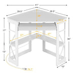 Bureau d'Angle Petit Bureau avec Prises, Table d'Angle pour Petit Espace, Bureau d'Ordinateur avec Ports USB, Bureau Triangle avec Rangement