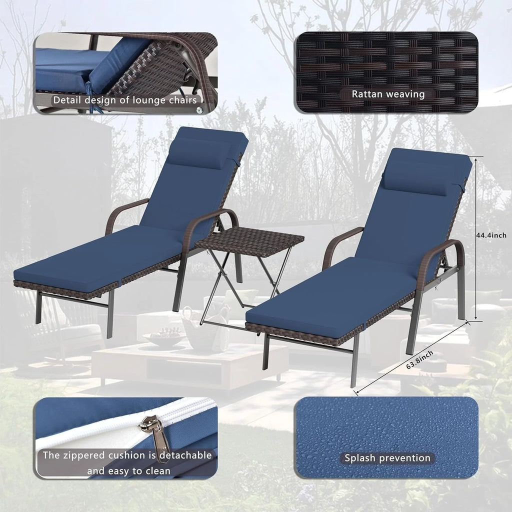 Ensemble de 3 chaises longues d'extérieur Kullavik
