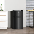 Mini-réfrigérateur HOMCOM à deux portes avec congélateur, réfrigérateur compact de 3,2 pi³ avec étagère réglable, thermostat réglable
