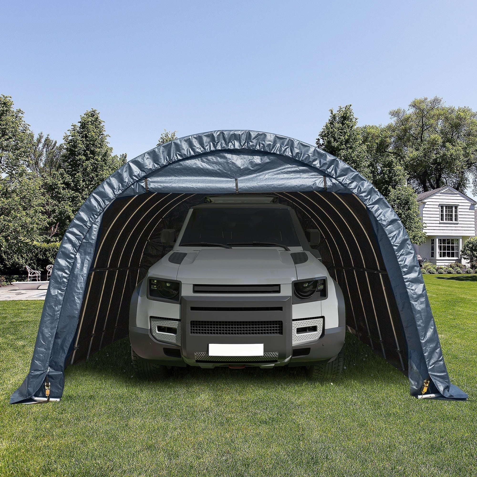 Abri de rangement extérieur et abri de voiture : abri portable pour vélos, motos et rangement de jardin