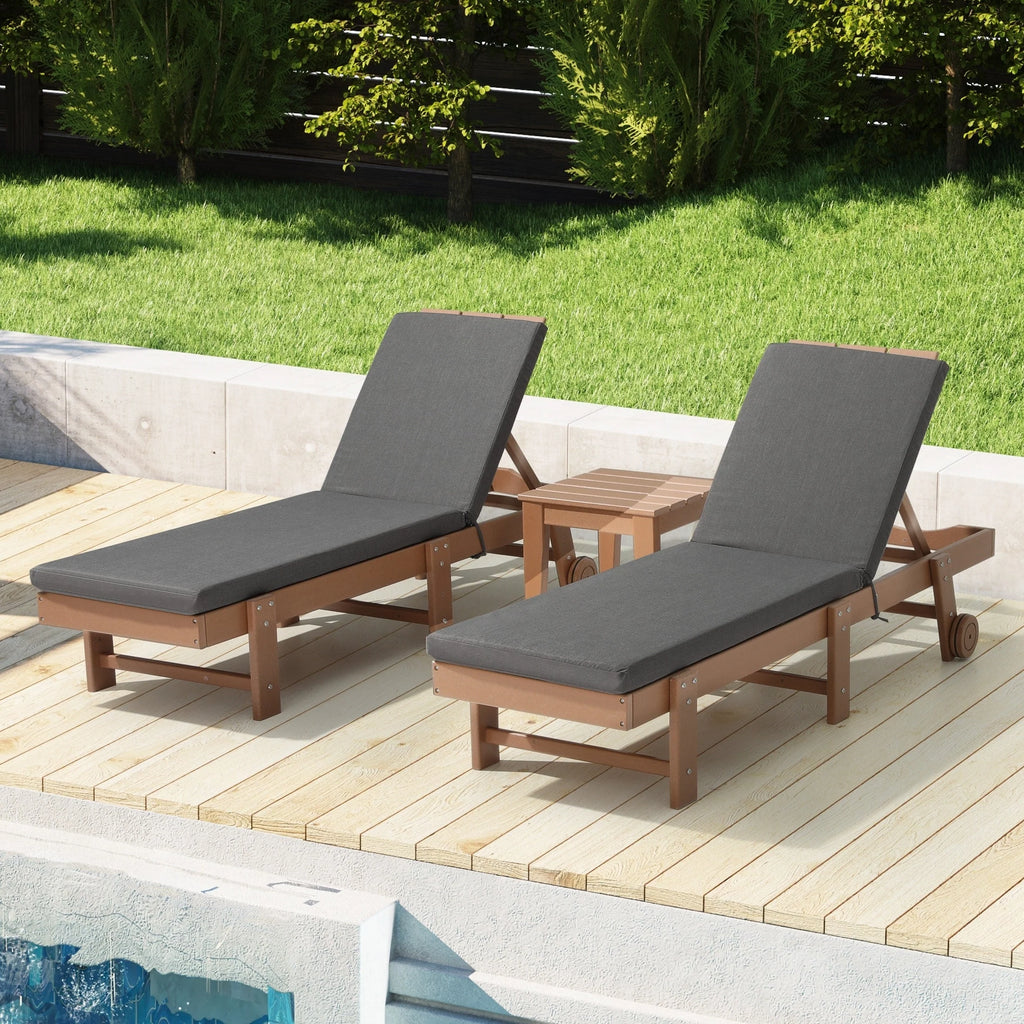 Coussins de chaise longue de patio d'extérieur tout temps Polytrends Fading Free - (Lot de 2)