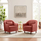 28.34W Lot de 2 fauteuils d'appoint, fauteuil barillet en velours avec pieds en bois massif