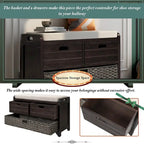 Banc de rangement en bois avec 2 paniers tressés par Harper&Bright Designs