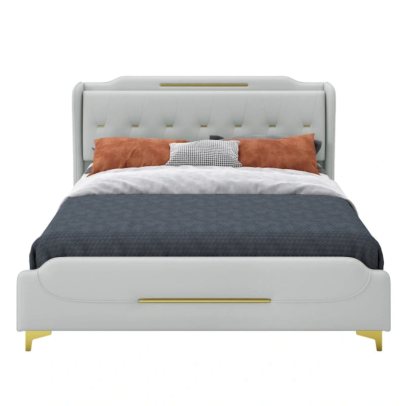 Lit rembourré moderne en cuir PU Uphou par Christopher Knight Home