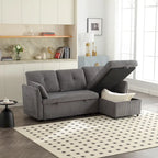 Canapé d'angle réversible en velours côtelé/chenille avec chaise longue de rangement et poche latérale