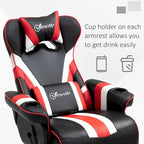 Chaise de jeu vidéo Vinsetto Racing avec dossier inclinable et repose-pieds, appuie-tête et porte-gobelet