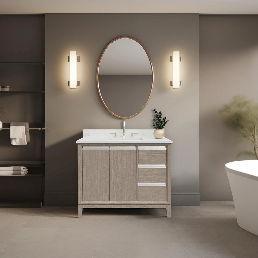Meuble-lavabo Vanity Art avec évier en céramique et dessus en marbre reconstitué