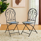 Ensemble bistrot pliant en métal Glitzhome pour extérieur, 3 pièces, table et chaises de patio